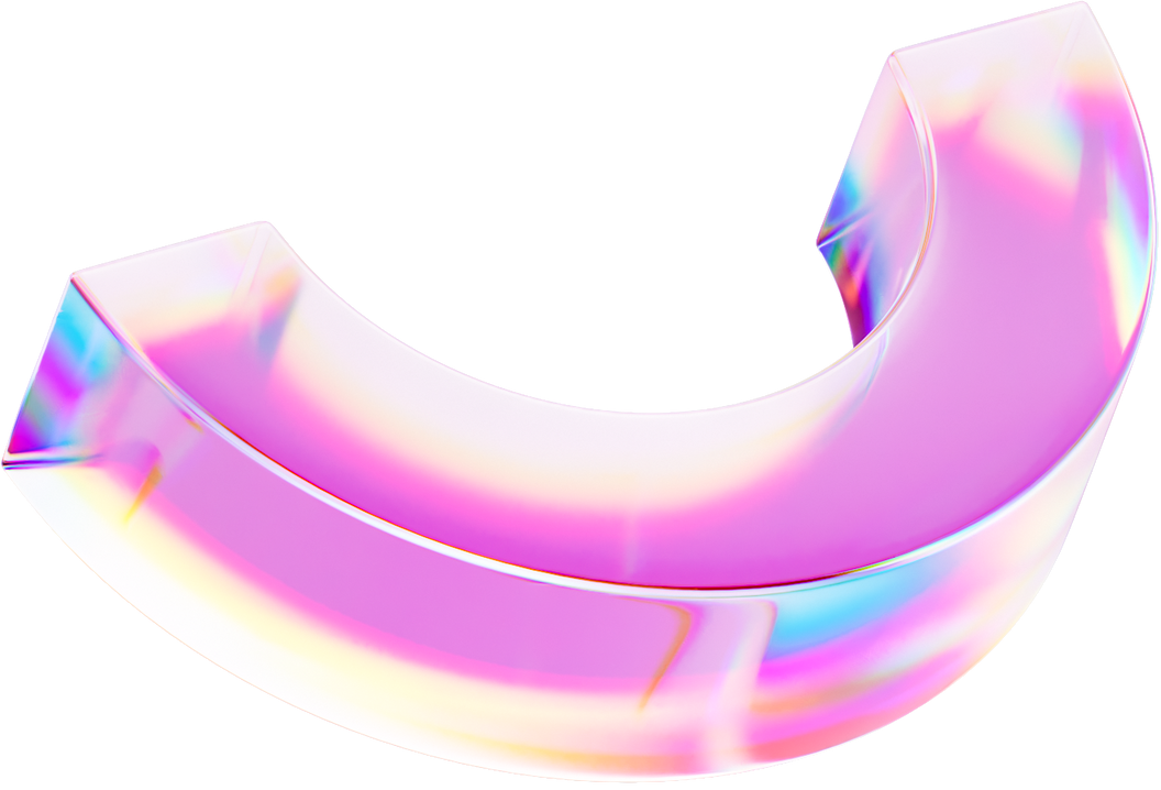 3D Holographic Glass Half Circle